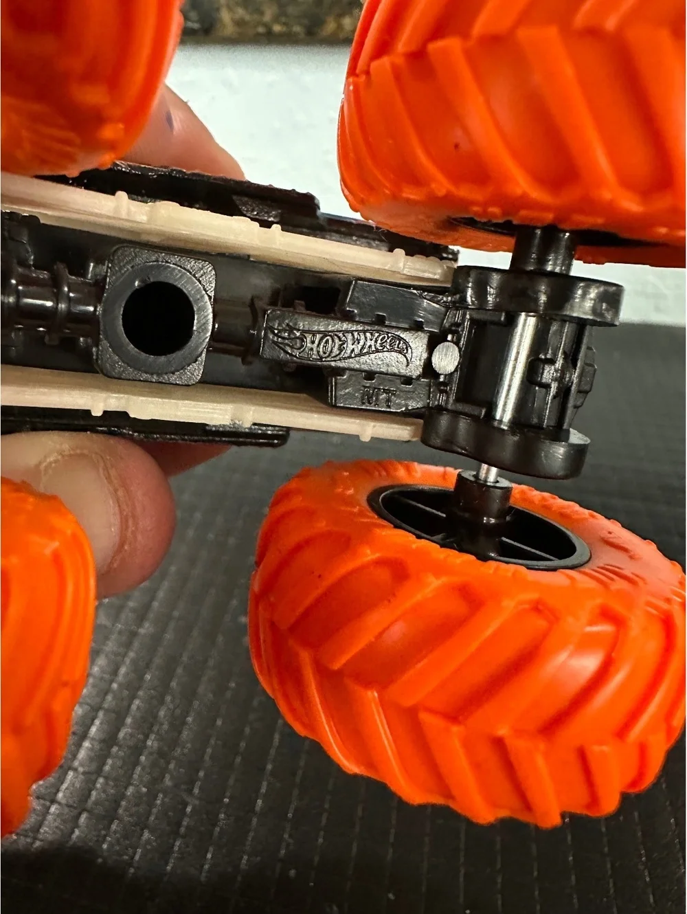 Hot Wheels Monster Truck Toy with Large Orange Tires